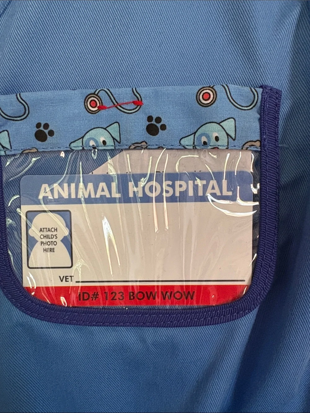 Kids Blue Animal Hospital Play Scrub Top with Mask